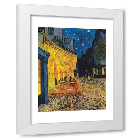 Le cafe, le soir White Modern Wood Framed Art Print by van Gogh, Vincent
