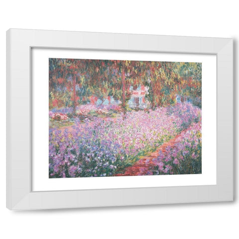 Le jardin de Monet a Giverny White Modern Wood Framed Art Print by Monet, Claude