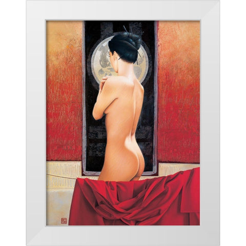 Filament de lune White Modern Wood Framed Art Print by Graux, David