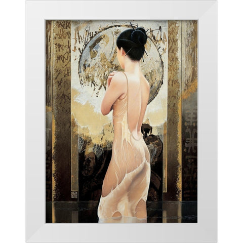 Rosee celeste White Modern Wood Framed Art Print by Graux, David