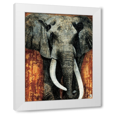 Elephant White Modern Wood Framed Art Print by Arietti, Fabienne