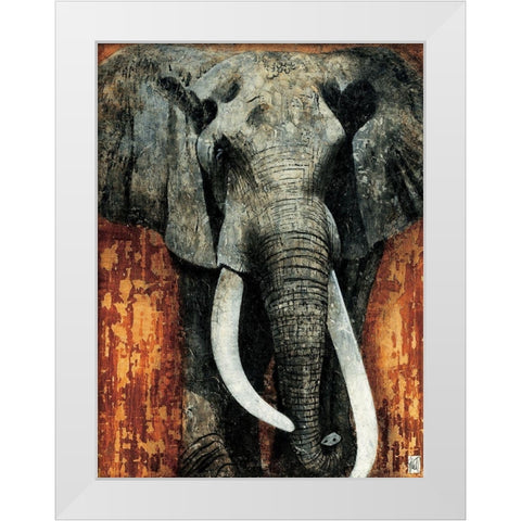 Elephant White Modern Wood Framed Art Print by Arietti, Fabienne