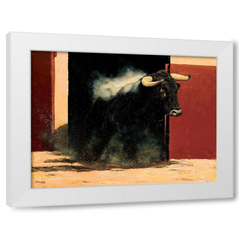 Sortie de toril White Modern Wood Framed Art Print by Louis, Ch.