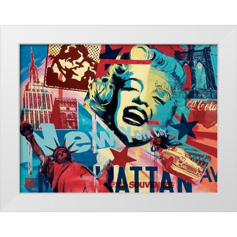 New York souvenirs  White Modern Wood Framed Art Print by Raynal, Paul