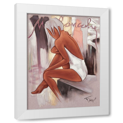 Melancolie White Modern Wood Framed Art Print by Farel, Pierre