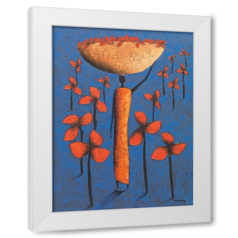 Le champ bleu White Modern Wood Framed Art Print by Rauscher, Michel