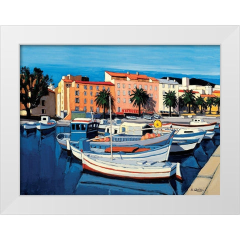 Barques de pecheurs dans le port dAjaccio White Modern Wood Framed Art Print by Quilici, Jean-Claude