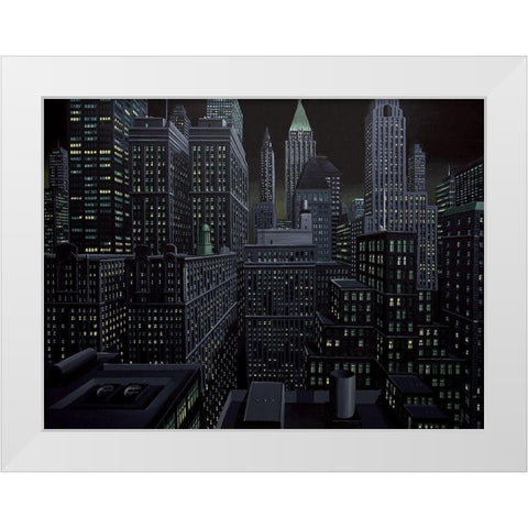 South Manhattan night White Modern Wood Framed Art Print by Peyret, Eric