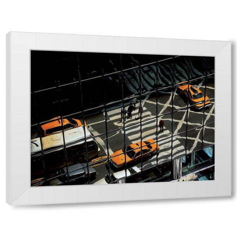 Reflet sur la 42eme rue, Manhattan White Modern Wood Framed Art Print by Setboun, Michel