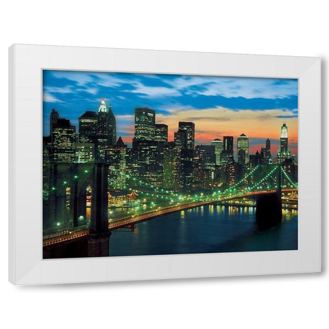 Downtown, Manhattan White Modern Wood Framed Art Print by Setboun, Michel