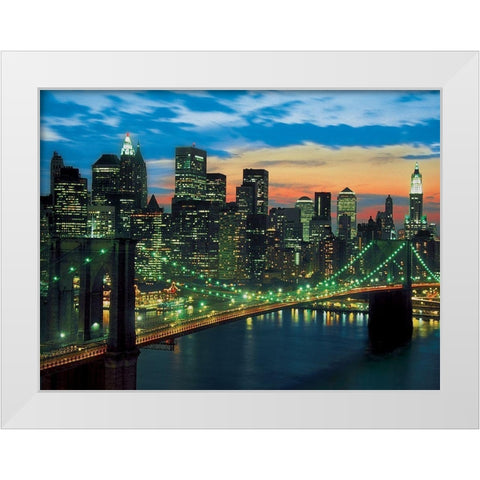 Downtown, Manhattan White Modern Wood Framed Art Print by Setboun, Michel