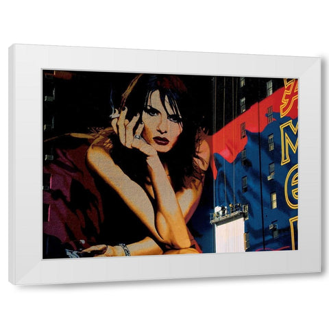 Une publicite, Times Square White Modern Wood Framed Art Print by Setboun, Michel