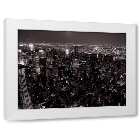 Manhattan Est et le Queens White Modern Wood Framed Art Print by Setboun, Michel