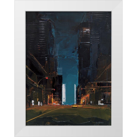 Manhattan by night White Modern Wood Framed Art Print by Castan, Daniel