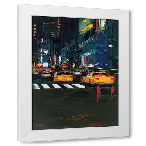 Cabs race White Modern Wood Framed Art Print by Castan, Daniel
