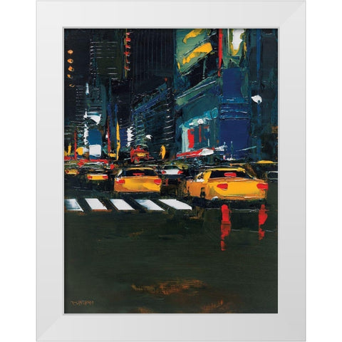 Cabs race White Modern Wood Framed Art Print by Castan, Daniel
