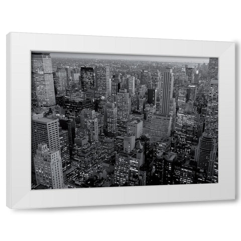 Manhattan Downtown White Modern Wood Framed Art Print by Setboun, Michel