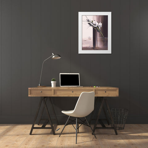 Bouquet blanc II White Modern Wood Framed Art Print by Tramoni, Oliver