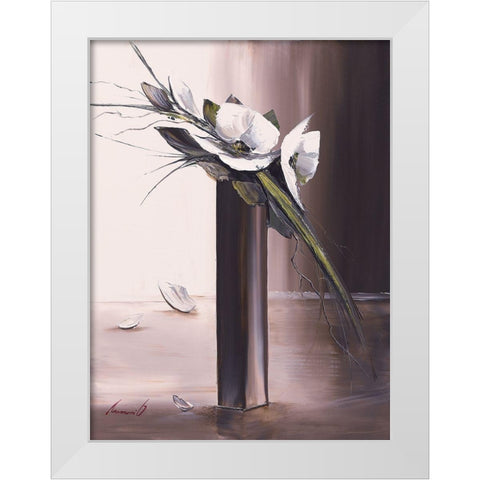 Bouquet blanc II White Modern Wood Framed Art Print by Tramoni, Oliver