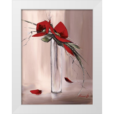 Les fleurs rouges II White Modern Wood Framed Art Print by Tramoni, Oliver