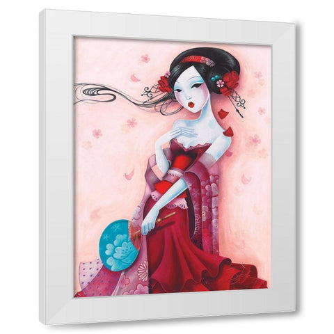 Uchiwa White Modern Wood Framed Art Print by Sybile