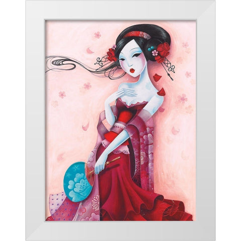 Uchiwa White Modern Wood Framed Art Print by Sybile