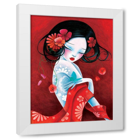 Slinky White Modern Wood Framed Art Print by Sybile