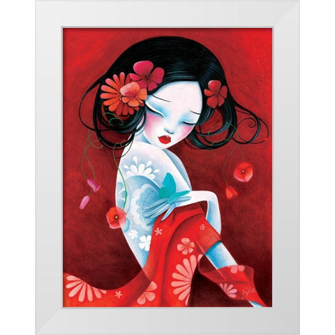 Slinky White Modern Wood Framed Art Print by Sybile