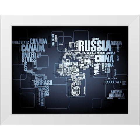 Wording Map White Modern Wood Framed Art Print by Braun Studio