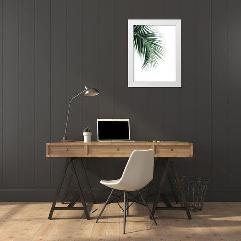 Green Palm Tree I White Modern Wood Framed Art Print by Braun Studio