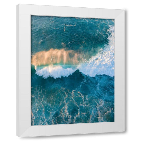 Blue Wave White Modern Wood Framed Art Print by Braun Studio