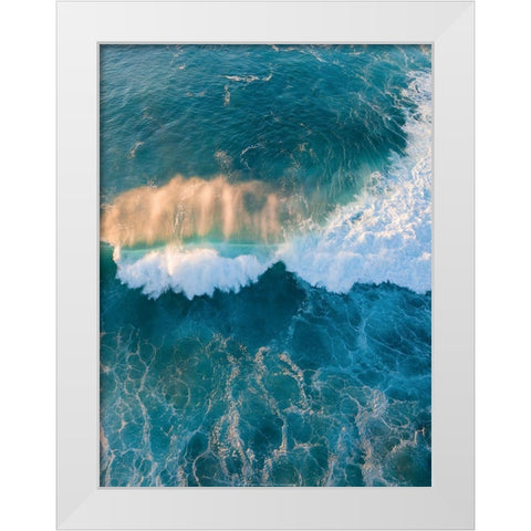 Blue Wave White Modern Wood Framed Art Print by Braun Studio