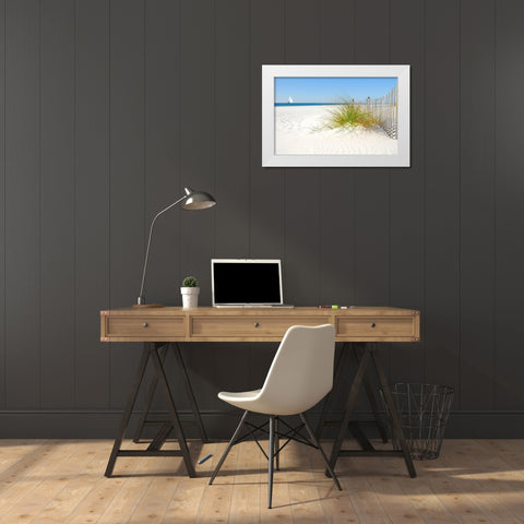 Plage V White Modern Wood Framed Art Print by Braun Studio