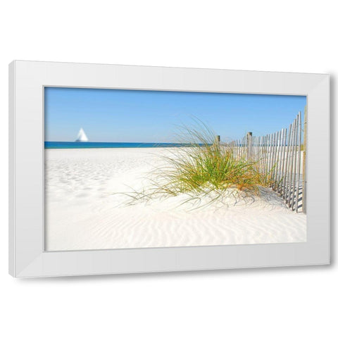 Plage V White Modern Wood Framed Art Print by Braun Studio