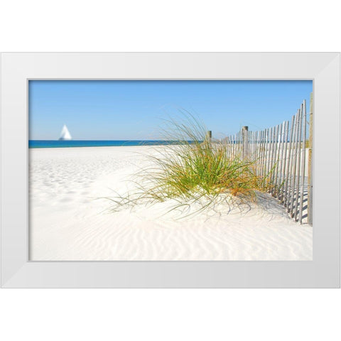 Plage V White Modern Wood Framed Art Print by Braun Studio