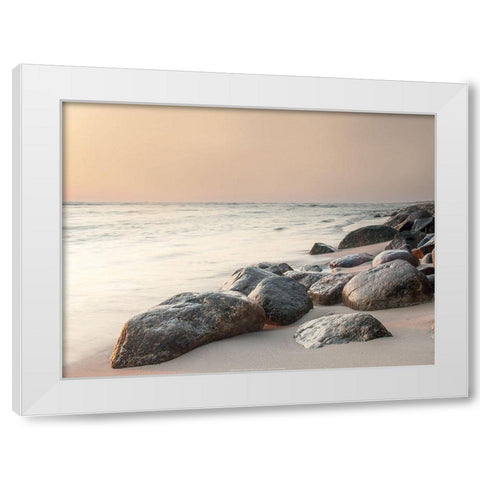 Rochers sur la plage White Modern Wood Framed Art Print by BRAUN Studio