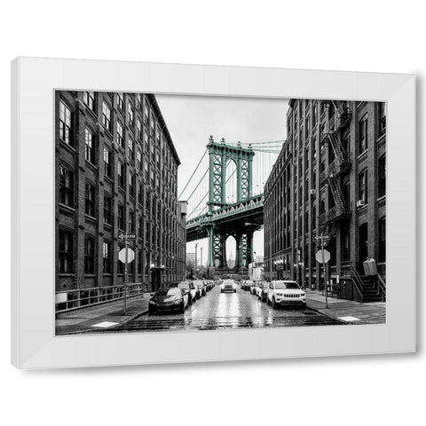 Brooklyn Bridge White Modern Wood Framed Art Print by BRAUN Studio