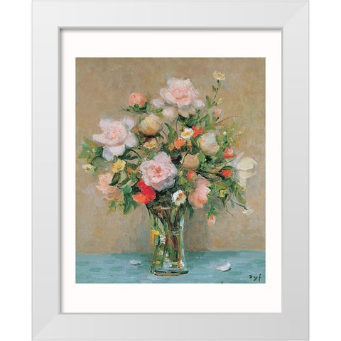 Le bouquet de Corinne White Modern Wood Framed Art Print by DYF