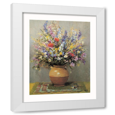 Bouquet dans un vase de gres White Modern Wood Framed Art Print by DYF