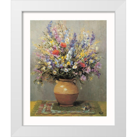 Bouquet dans un vase de gres White Modern Wood Framed Art Print by DYF