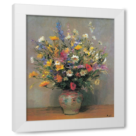 Le bouquet de ma mere White Modern Wood Framed Art Print by DYF