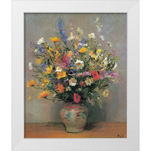 Le bouquet de ma mere White Modern Wood Framed Art Print by DYF