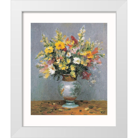 Bouquet dautomne White Modern Wood Framed Art Print by DYF