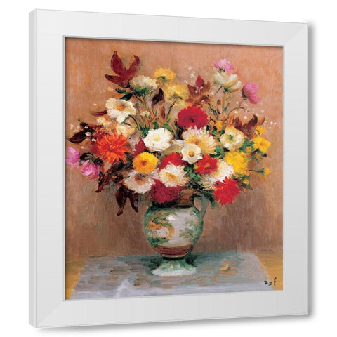 Bouquet de dahlias White Modern Wood Framed Art Print by DYF