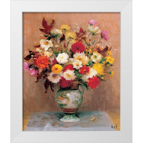 Bouquet de dahlias White Modern Wood Framed Art Print by DYF