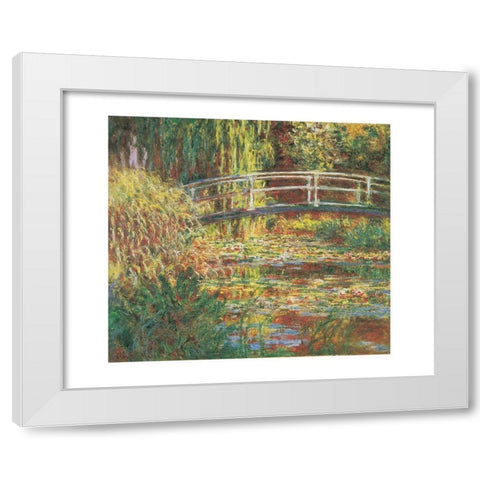 Le bassin aux nympheas, harmonie rose White Modern Wood Framed Art Print by Monet, Claude