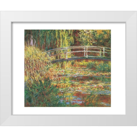 Le bassin aux nympheas, harmonie rose White Modern Wood Framed Art Print by Monet, Claude