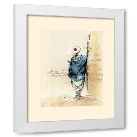 Bedouin bleu II (etude) White Modern Wood Framed Art Print by Letestu, Yann