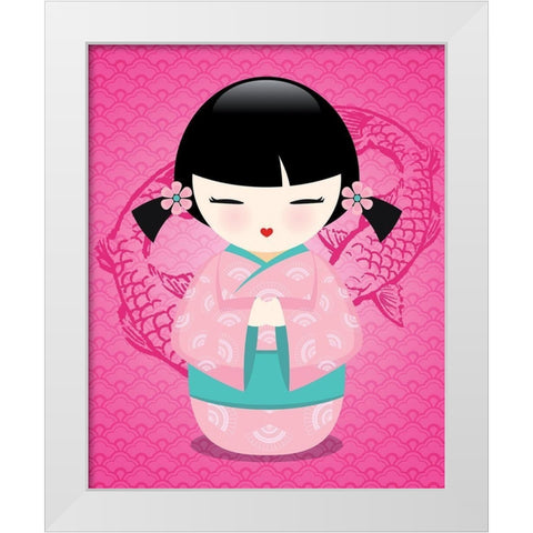 Kokeshis Popcolor II White Modern Wood Framed Art Print by BRAUN Studio
