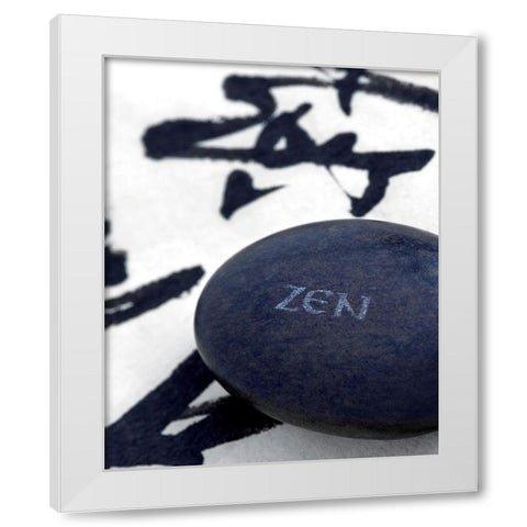 Galet Zen sur Calligraphie White Modern Wood Framed Art Print by Beyler, Catherine